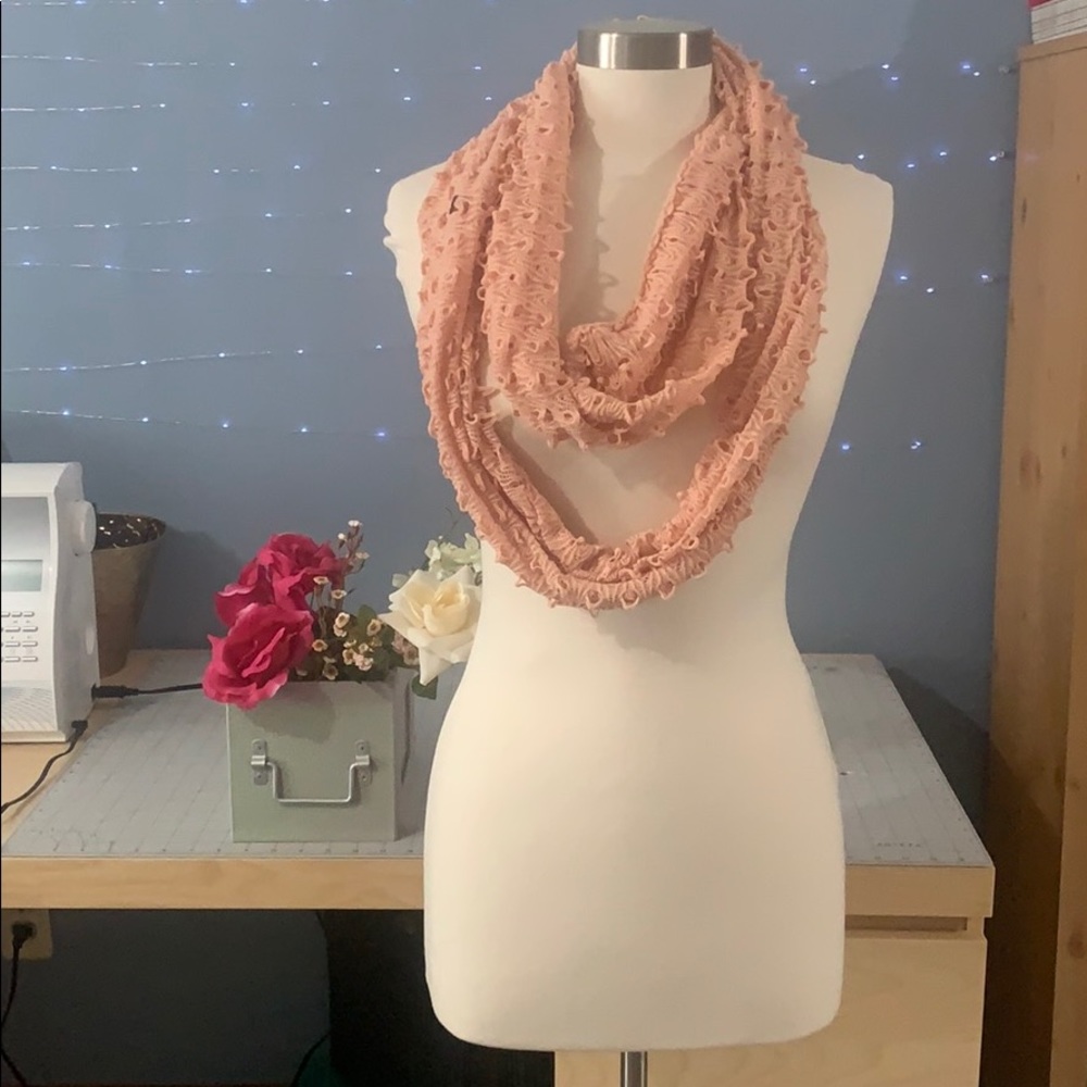 Peach Eyelet Scarf A050